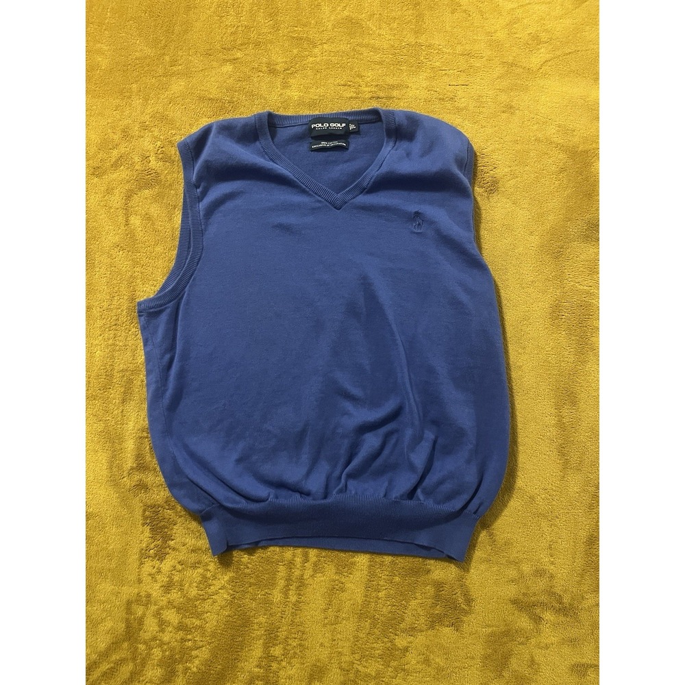 Vintage Polo Golf Ralph Lauren Vest‎ Mens L Blue Cotton